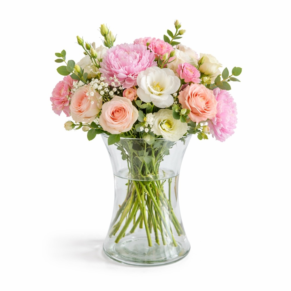 Clear Hourglass Glass Vase – 8” Height x 5” Diameter
